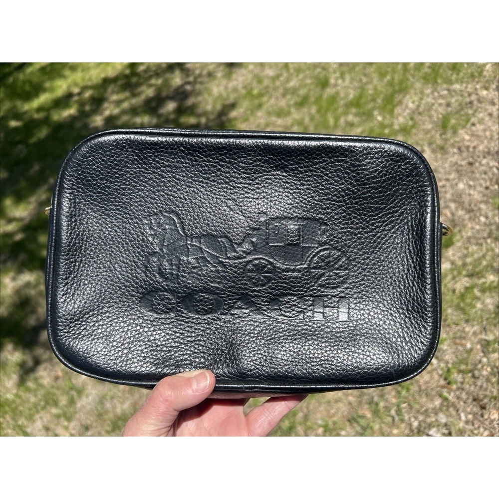 Beauty Coach Shoulder Bag Horse and Carriage Leather Black‎ NO STRAP F75818